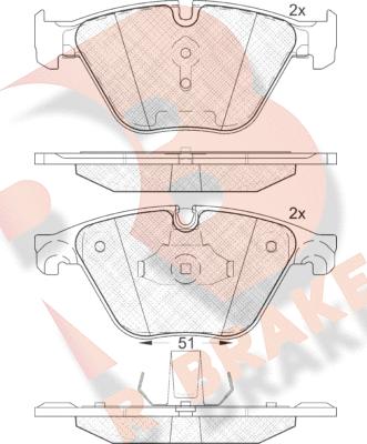 R Brake RB1998 - Тормозные колодки, дисковые, комплект unicars.by