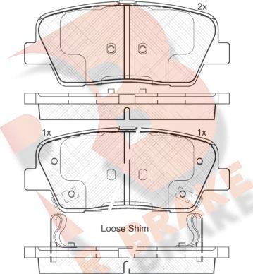 R Brake RB1954 - Тормозные колодки, дисковые, комплект unicars.by