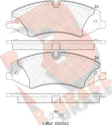 R Brake RB1957 - Тормозные колодки, дисковые, комплект unicars.by