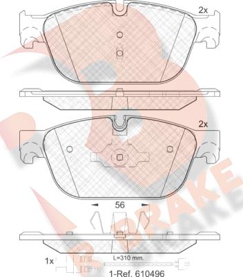 R Brake RB1969 - Тормозные колодки, дисковые, комплект unicars.by