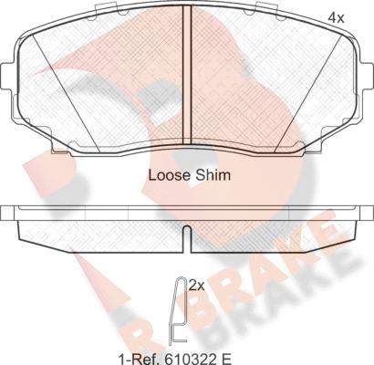 R Brake RB1962 - Тормозные колодки, дисковые, комплект unicars.by