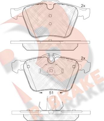 R Brake RB1902 - Тормозные колодки, дисковые, комплект unicars.by