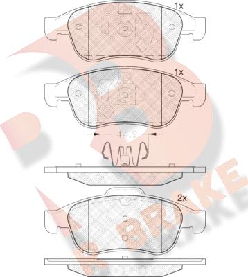 R Brake RB1915 - Тормозные колодки, дисковые, комплект unicars.by