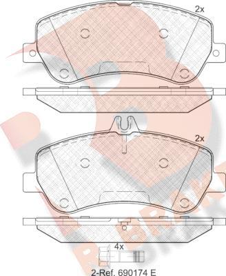 R Brake RB1917 - Тормозные колодки, дисковые, комплект unicars.by