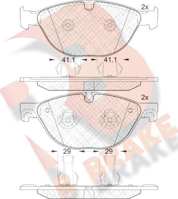 R Brake RB1980 - Тормозные колодки, дисковые, комплект unicars.by