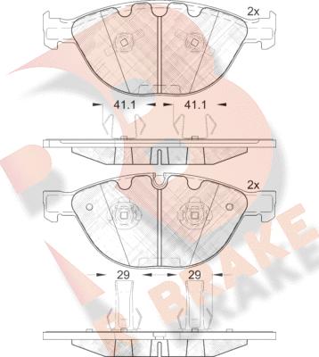 R Brake RB1972 - Тормозные колодки, дисковые, комплект unicars.by