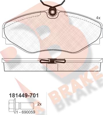 R Brake RB1449-701 - Тормозные колодки, дисковые, комплект unicars.by