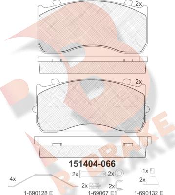 R Brake RB1404 - Тормозные колодки, дисковые, комплект unicars.by