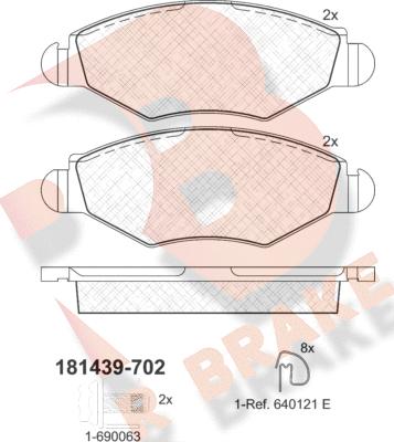 R Brake RB1439-702 - Тормозные колодки, дисковые, комплект unicars.by