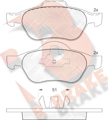 R Brake RB1431 - Тормозные колодки, дисковые, комплект unicars.by