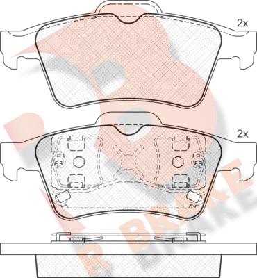 R Brake RB1433 - Тормозные колодки, дисковые, комплект unicars.by