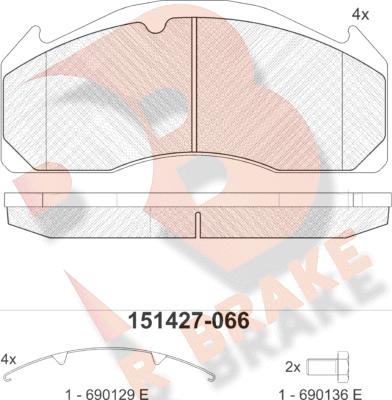 R Brake RB1427 - Тормозные колодки, дисковые, комплект unicars.by