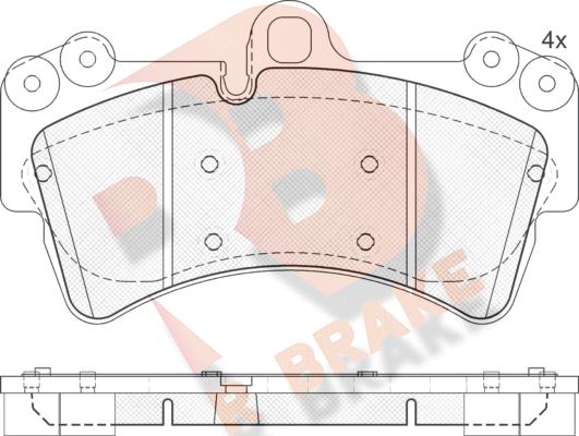 R Brake RB1595 - Тормозные колодки, дисковые, комплект unicars.by