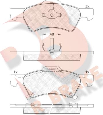 R Brake RB1544 - Тормозные колодки, дисковые, комплект unicars.by