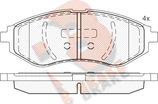 R Brake RB1566 - Тормозные колодки, дисковые, комплект unicars.by