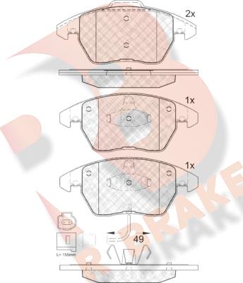 R Brake RB1567 - Тормозные колодки, дисковые, комплект unicars.by