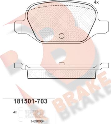 R Brake RB1501-703 - Тормозные колодки, дисковые, комплект unicars.by