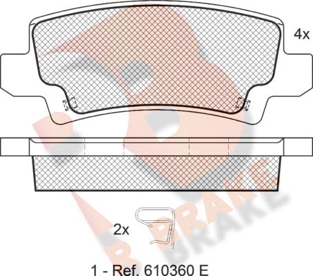 R Brake RB1514 - Тормозные колодки, дисковые, комплект unicars.by