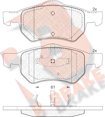 R Brake RB1586 - Тормозные колодки, дисковые, комплект unicars.by