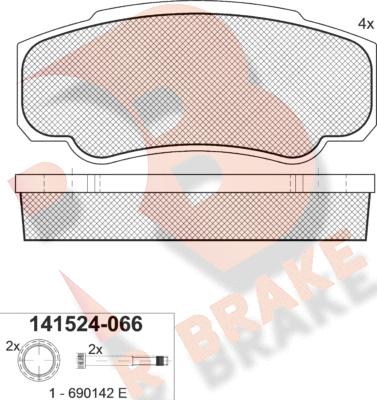 R Brake RB1524 - Тормозные колодки, дисковые, комплект unicars.by