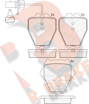 R Brake RB1571 - Тормозные колодки, дисковые, комплект unicars.by