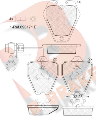 R Brake RB1693 - Тормозные колодки, дисковые, комплект unicars.by