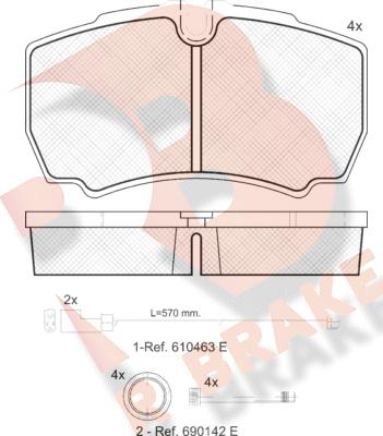 R Brake RB1640-229 - Тормозные колодки, дисковые, комплект unicars.by