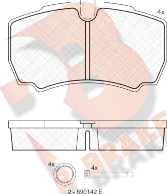 R Brake RB1640 - Тормозные колодки, дисковые, комплект unicars.by