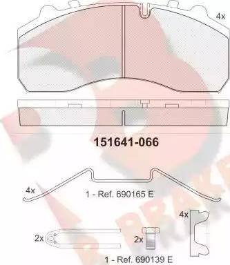 R Brake RB1641 - Тормозные колодки, дисковые, комплект unicars.by