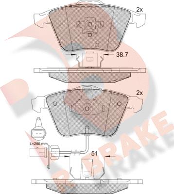 R Brake RB1654 - Тормозные колодки, дисковые, комплект unicars.by