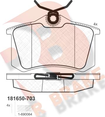 R Brake RB1650-703 - Тормозные колодки, дисковые, комплект unicars.by