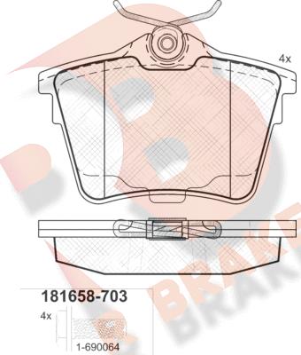 R Brake RB1658-703 - Тормозные колодки, дисковые, комплект unicars.by