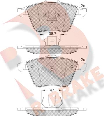 R Brake RB1652 - Тормозные колодки, дисковые, комплект unicars.by