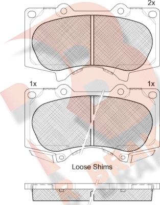 R Brake RB1665 - Тормозные колодки, дисковые, комплект unicars.by