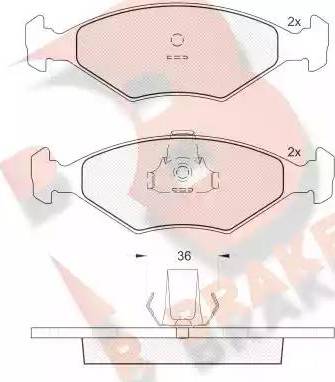 R Brake RB1604 - Тормозные колодки, дисковые, комплект unicars.by