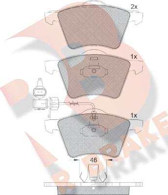 R Brake RB1605 - Тормозные колодки, дисковые, комплект unicars.by