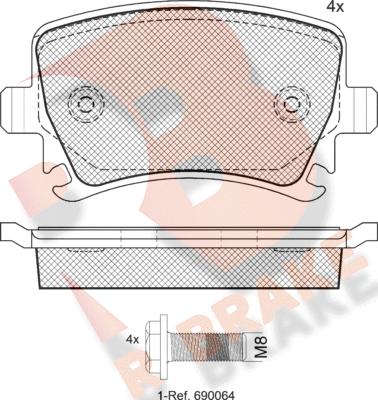 R Brake RB1600-703 - Тормозные колодки, дисковые, комплект unicars.by