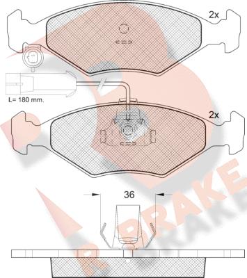 R Brake RB1603 - Тормозные колодки, дисковые, комплект unicars.by