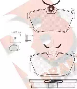 R Brake RB1614 - Тормозные колодки, дисковые, комплект unicars.by