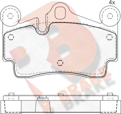 R Brake RB1611 - Тормозные колодки, дисковые, комплект unicars.by