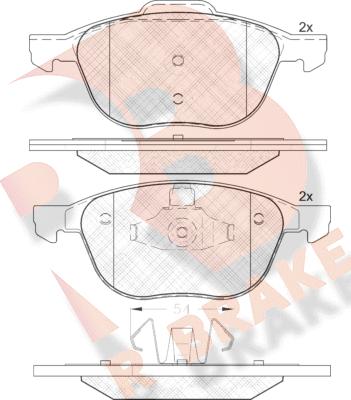 R Brake RB1617-202 - Тормозные колодки, дисковые, комплект unicars.by