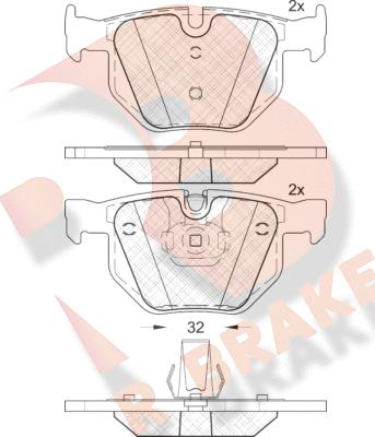 R Brake RB1685-202 - Тормозные колодки, дисковые, комплект unicars.by