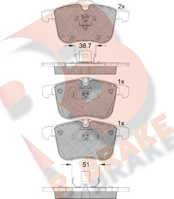 R Brake RB1681 - Тормозные колодки, дисковые, комплект unicars.by