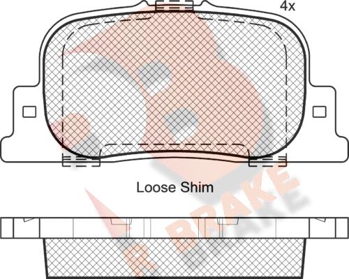 R Brake RB1633 - Тормозные колодки, дисковые, комплект unicars.by