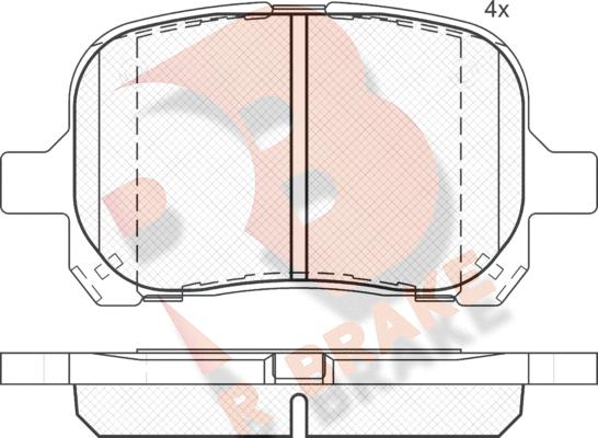 R Brake RB1632 - Тормозные колодки, дисковые, комплект unicars.by