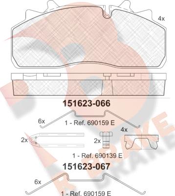 R Brake RB1623-067 - Тормозные колодки, дисковые, комплект unicars.by