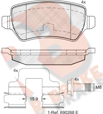 R Brake RB1622-204 - Тормозные колодки, дисковые, комплект unicars.by