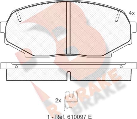 R Brake RB1099 - Тормозные колодки, дисковые, комплект unicars.by