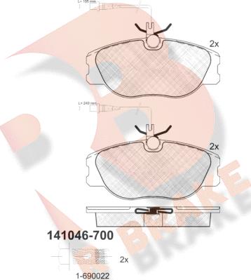 R Brake RB1046-700 - Тормозные колодки, дисковые, комплект unicars.by