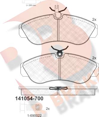 R Brake RB1054-700 - Тормозные колодки, дисковые, комплект unicars.by